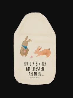 Mr. & Mrs. Panda Wärmflaschen & -Kissen<Wärmflasche Hasen Muschel mit Spruch in Weiß
