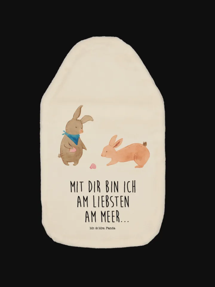 Mr. & Mrs. Panda Wärmflaschen & -Kissen<Wärmflasche Hasen Muschel mit Spruch in Weiß