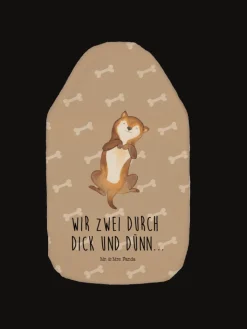 Mr. & Mrs. Panda Wärmflaschen & -Kissen<Wärmflasche Hund Streicheln mit Spruch in Hundeglück