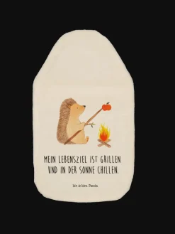 Mr. & Mrs. Panda Wärmflaschen & -Kissen<Wärmflasche Igel Grillen mit Spruch in Weiß
