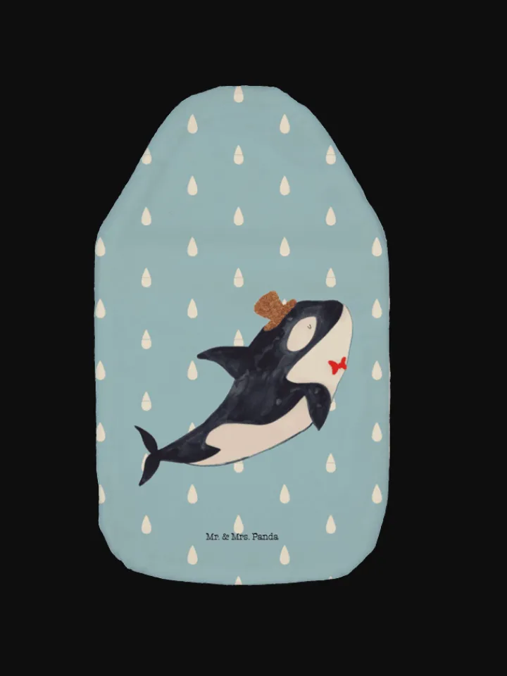 Mr. & Mrs. Panda Wärmflaschen & -Kissen<Wärmflasche Orca Zylinder ohne Spruch in Blau Pastell