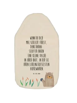 Mr. & Mrs. Panda Wärmflaschen & -Kissen<Wärmflasche Otter Stein mit Spruch in Weiß
