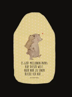 Mr. & Mrs. Panda Wärmflaschen & -Kissen<Wärmflasche Papa Bär mit Spruch in Gelb Pastell