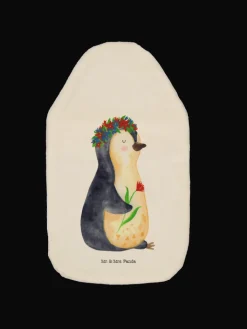 Mr. & Mrs. Panda Wärmflaschen & -Kissen<Wärmflasche Pinguin Blumen ohne Spruch in Weiß