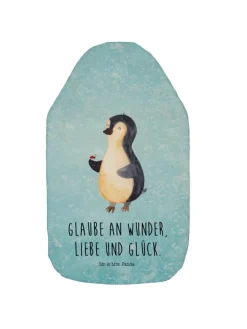 Mr. & Mrs. Panda Wärmflaschen & -Kissen<Wärmflasche Pinguin Marienkäfer mit Spruch in Eisblau