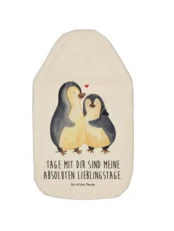 Mr. & Mrs. Panda Wärmflaschen & -Kissen<Wärmflasche Pinguin umarmen mit Spruch in Weiß