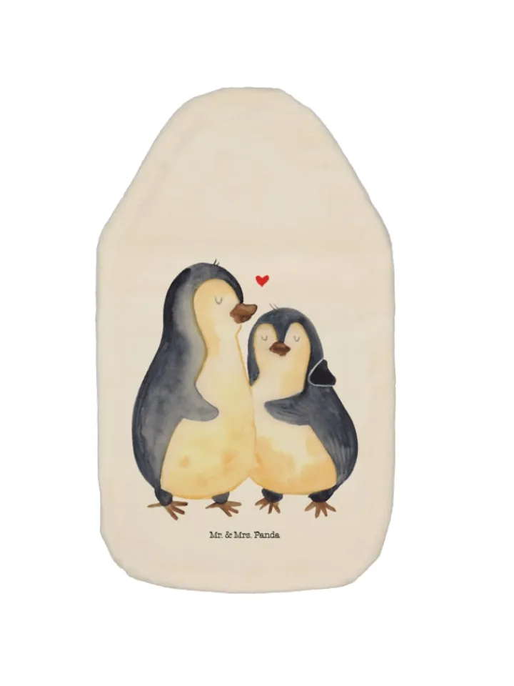 Mr. & Mrs. Panda Wärmflaschen & -Kissen<Wärmflasche Pinguin umarmen ohne Spruch in Weiß
