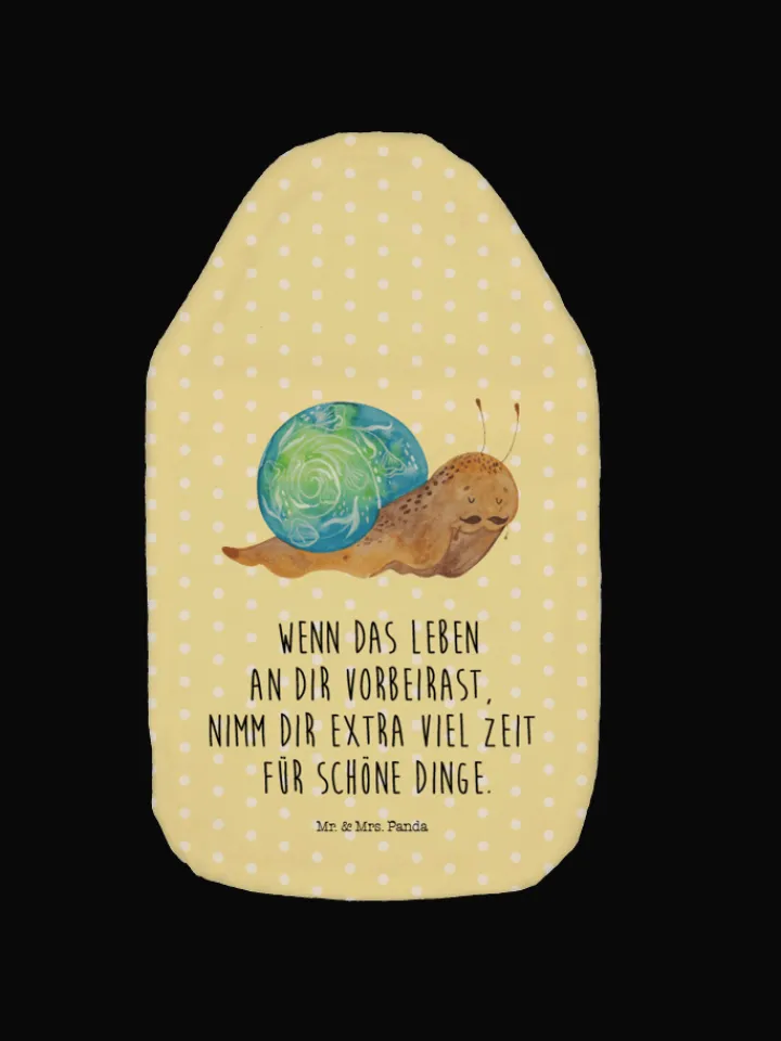 Mr. & Mrs. Panda Wärmflaschen & -Kissen<Wärmflasche Schnecke Sir mit Spruch in Gelb Pastell