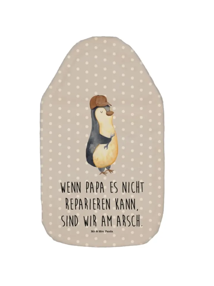 Mr. & Mrs. Panda Wärmflaschen & -Kissen<Wärmflasche Wenn Papa es nicht reparieren kann,... in Grau Pastell