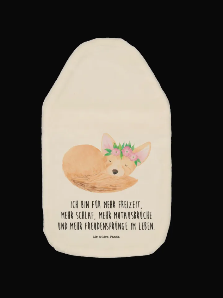 Mr. & Mrs. Panda Wärmflaschen & -Kissen<Wärmflasche Wüstenfuchs Blumen mit Spruch in Weiß
