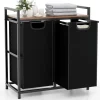 COSTWAY Wäschekörbe & -Ständer<Wäschekorb 2 Fächer 90L in Schwarz