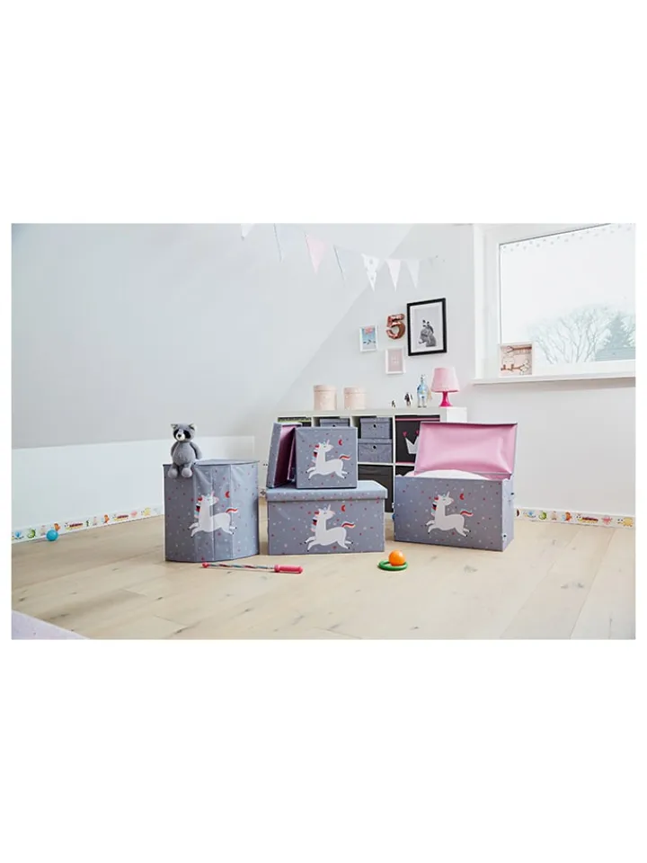 STORE IT Wäschekörbe & -Ständer<Wäschekorb "Einhorn" in Grau - (B)35 x (H)50 x (T)35 cm