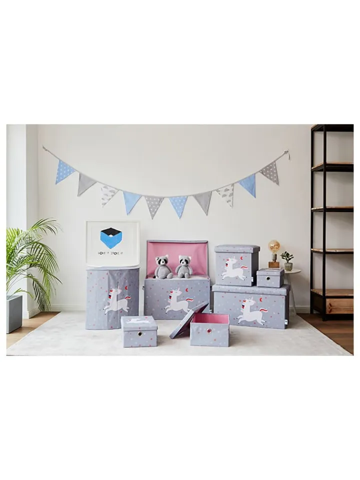 STORE IT Wäschekörbe & -Ständer<Wäschekorb "Einhorn" in Grau - (B)35 x (H)50 x (T)35 cm