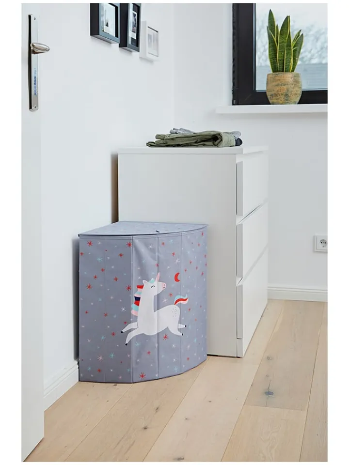 STORE IT Wäschekörbe & -Ständer<Wäschekorb "Einhorn" in Grau - (B)35 x (H)50 x (T)35 cm