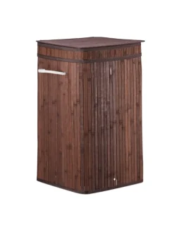 relaxdays Wäschekörbe & -Ständer<Wäschekorb in Braun - (B)36 x (H)63 x (T)36 cm