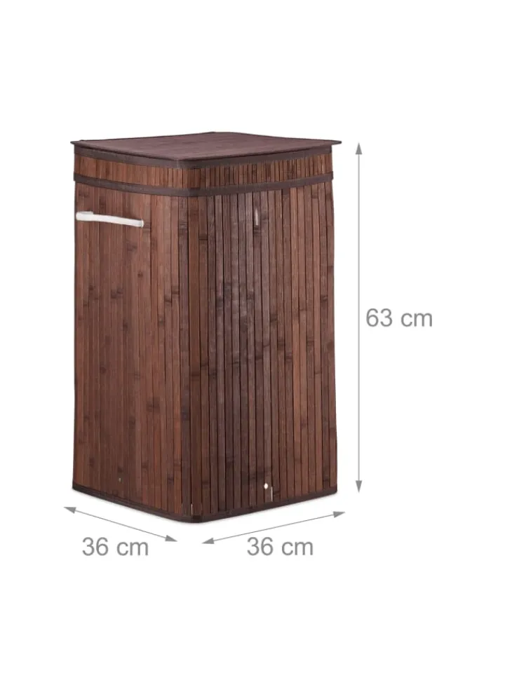 relaxdays Wäschekörbe & -Ständer<Wäschekorb in Braun - (B)36 x (H)63 x (T)36 cm
