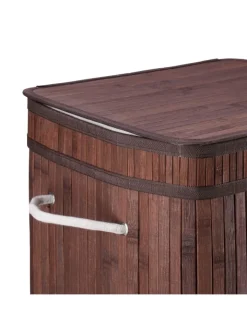 relaxdays Wäschekörbe & -Ständer<Wäschekorb in Braun - (B)36 x (H)63 x (T)36 cm