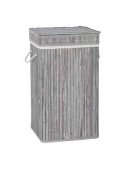relaxdays Wäschekörbe & -Ständer<Wäschekorb in Grau - (B)36 x (H)63 x (T)36 cm