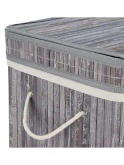 relaxdays Wäschekörbe & -Ständer<Wäschekorb in Grau - (B)36 x (H)63 x (T)36 cm