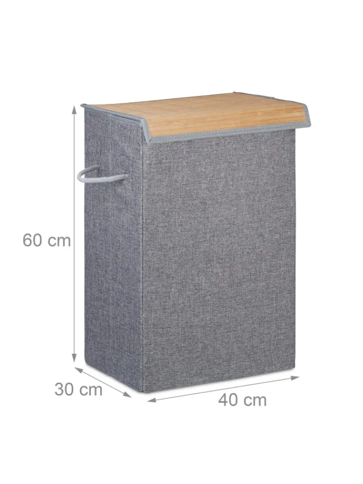 relaxdays Wäschekörbe & -Ständer<Wäschekorb in Grau - (B)40 x (H)60 x (T)30 cm