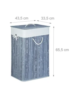 relaxdays Wäschekörbe & -Ständer<Wäschekorb in Grau - (B)43,5 x (H)65,5 x (T)33,5 cm