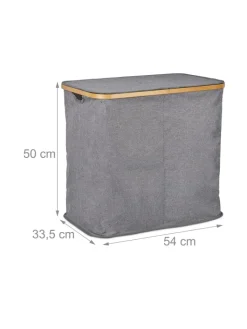 relaxdays Wäschekörbe & -Ständer<Wäschekorb in Grau - (B)54 x (H)50 x (T)33,5 cm