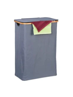 relaxdays Wäschekörbe & -Ständer<Wäschekorb in Grau/ Natur - 105 l