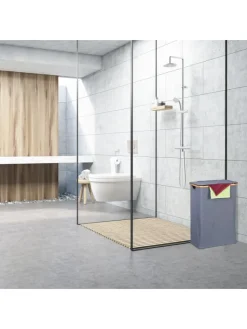 relaxdays Wäschekörbe & -Ständer<Wäschekorb in Grau/ Natur - 105 l