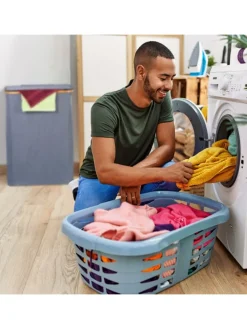 relaxdays Wäschekörbe & -Ständer<Wäschekorb in Grau/ Natur - 105 l
