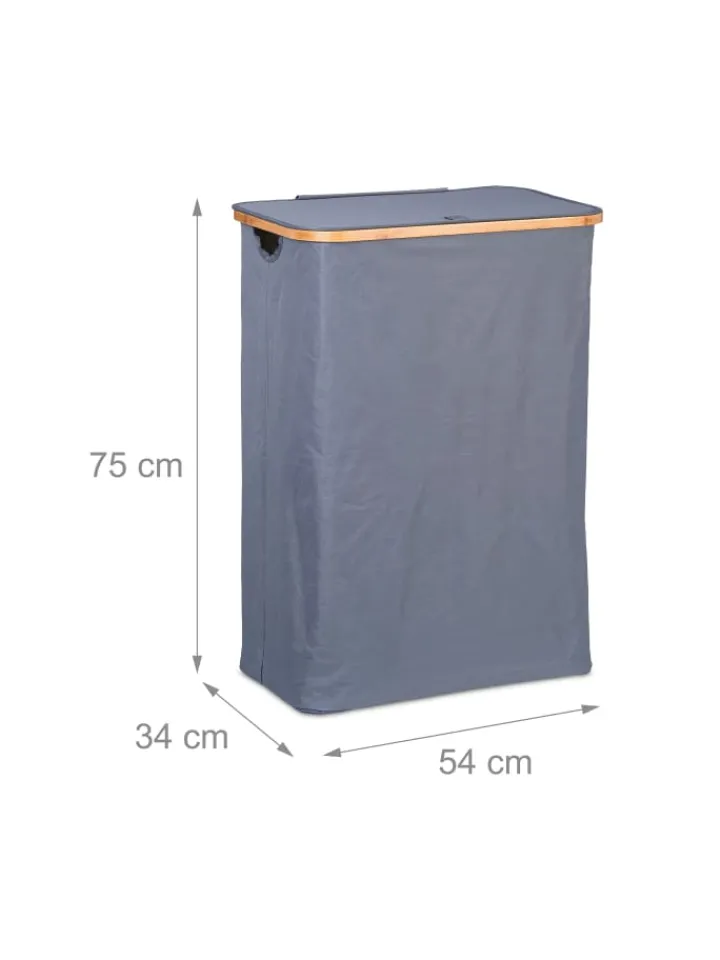 relaxdays Wäschekörbe & -Ständer<Wäschekorb in Grau/ Natur - 105 l
