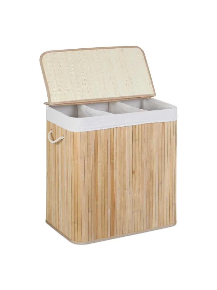 relaxdays Wäschekörbe & -Ständer<Wäschekorb in Natur - (B)62,5 x (H)62 x (T)42,5 cm