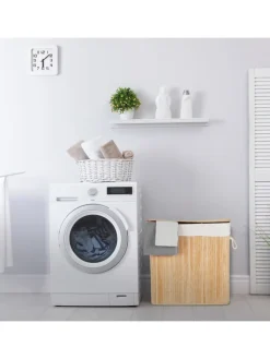 relaxdays Wäschekörbe & -Ständer<Wäschekorb in Natur - (B)62,5 x (H)62 x (T)42,5 cm