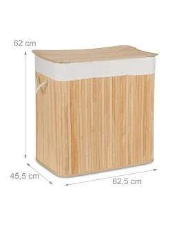 relaxdays Wäschekörbe & -Ständer<Wäschekorb in Natur - (B)62,5 x (H)62 x (T)42,5 cm