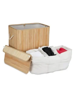 relaxdays Wäschekörbe & -Ständer<Wäschekorb in Natur - (B)62,5 x (H)62 x (T)42,5 cm