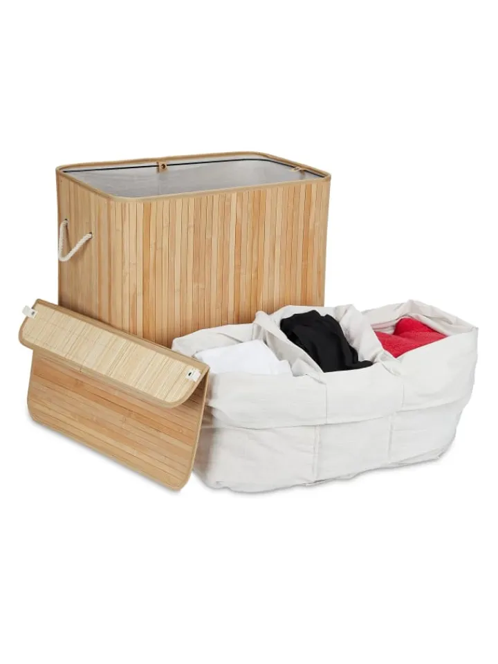 relaxdays Wäschekörbe & -Ständer<Wäschekorb in Natur - (B)62,5 x (H)62 x (T)42,5 cm