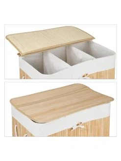 relaxdays Wäschekörbe & -Ständer<Wäschekorb in Natur - (B)62,5 x (H)62 x (T)42,5 cm