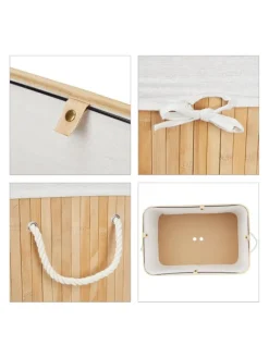 relaxdays Wäschekörbe & -Ständer<Wäschekorb in Natur - (B)62,5 x (H)62 x (T)42,5 cm