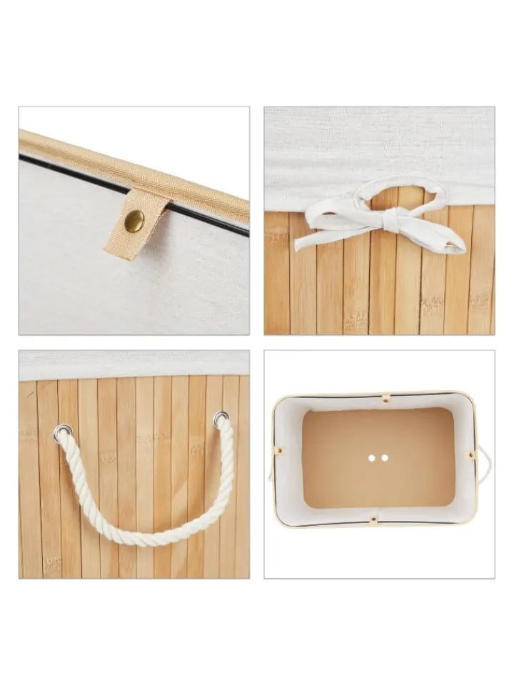 relaxdays Wäschekörbe & -Ständer<Wäschekorb in Natur - (B)62,5 x (H)62 x (T)42,5 cm