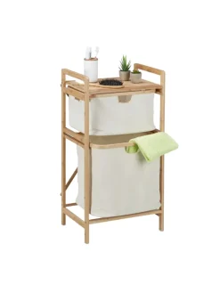 relaxdays Badezimmermöbel|Badmöbel<Wäschekorb in Natur/ Beige - (B)44 x (H)85 x (T)33 cm