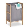 relaxdays Wäschekörbe & -Ständer<Wäschekorb in Natur/ Grau - (B)39 x (H)60 x (T)30 cm