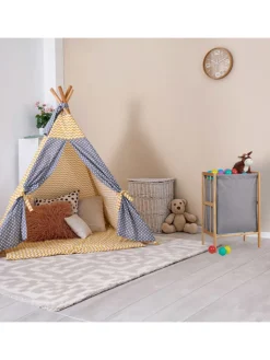 relaxdays Wäschekörbe & -Ständer<Wäschekorb in Natur/ Grau - (B)39 x (H)60 x (T)30 cm