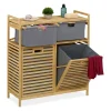 relaxdays Wäschekörbe & -Ständer<Wäschekorb in Natur/ Grau - (B)88 x (H)95 x (T)33 cm