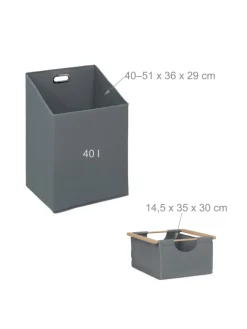 relaxdays Wäschekörbe & -Ständer<Wäschekorb in Natur/ Grau - (B)88 x (H)95 x (T)33 cm