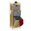 relaxdays Wäschekörbe & -Ständer<Wäschekorb in Natur/ Grau - (B)40 x (H)120 x (T)33 cm