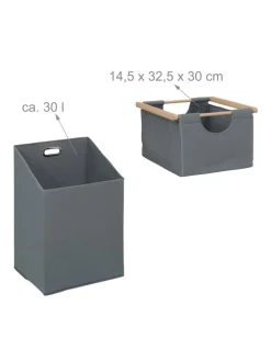 relaxdays Wäschekörbe & -Ständer<Wäschekorb in Natur/ Grau - (B)40 x (H)120 x (T)33 cm