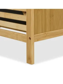 relaxdays Wäschekörbe & -Ständer<Wäschekorb in Natur/ Grau - (B)40 x (H)120 x (T)33 cm