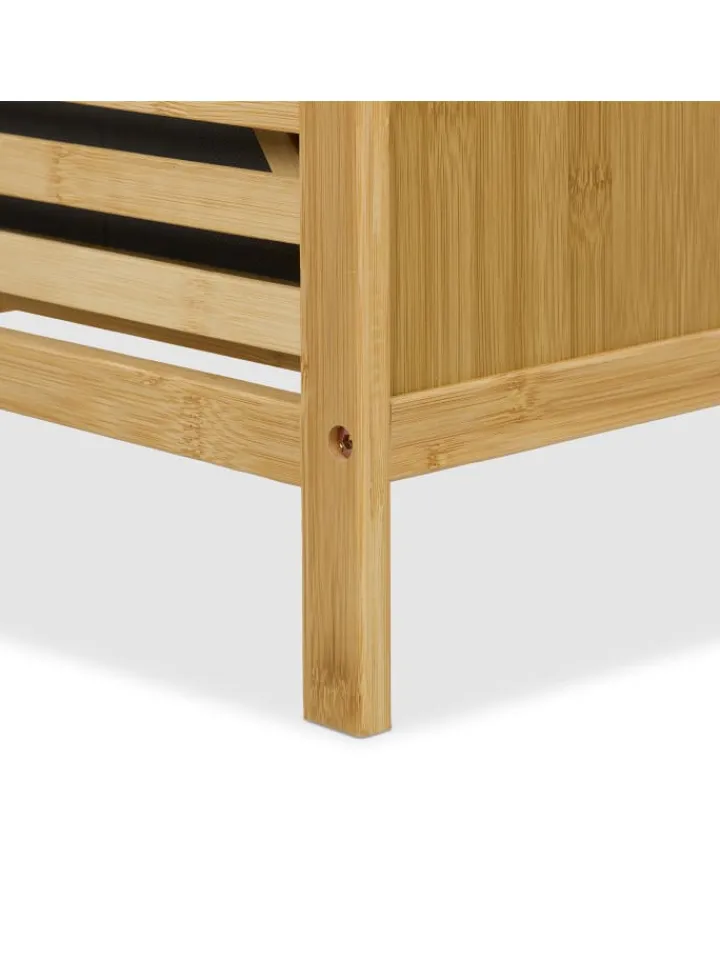 relaxdays Wäschekörbe & -Ständer<Wäschekorb in Natur/ Grau - (B)40 x (H)120 x (T)33 cm