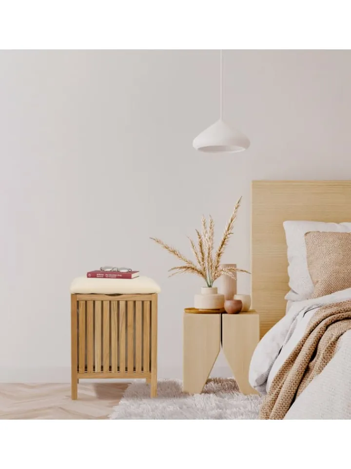 relaxdays Wäschekörbe & -Ständer<Wäschekorb in Natur/ Weiß - 30 l