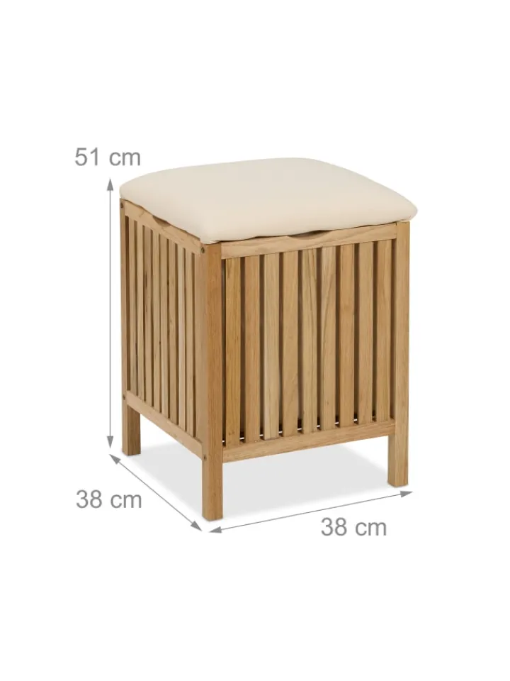 relaxdays Wäschekörbe & -Ständer<Wäschekorb in Natur/ Weiß - 30 l