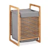 relaxdays Wäschekörbe & -Ständer<Wäschekorb in Natur/Grau - (B)40 x (H)60 x (T)35 cm